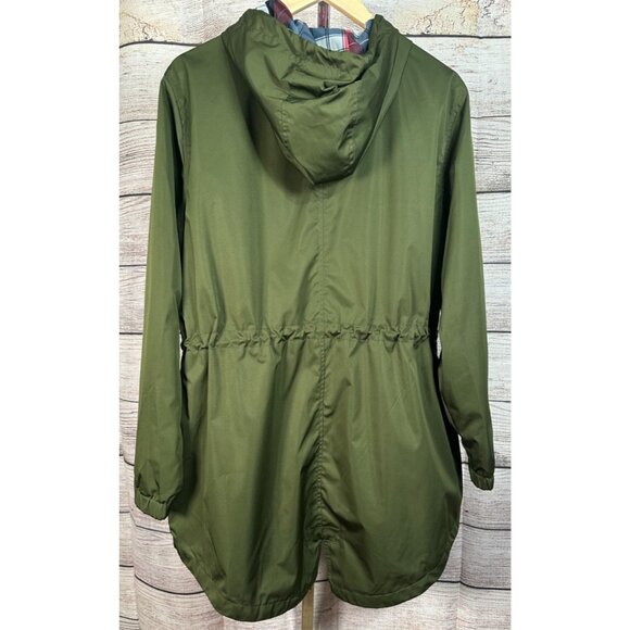 Time and Tru Women’s Green Windbreaker Jacket XL Hooded Zip Up Drawstring Waist - Picture 2 of 10